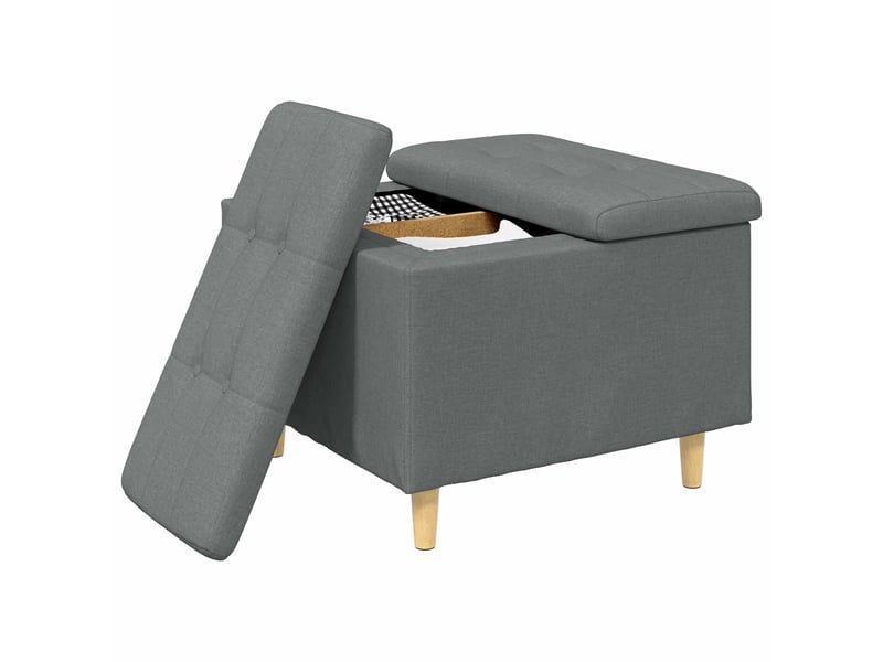  Ottoman, repose pied salon avec rangement gris foncé 60x60x45 cm tissu  - Conforama C