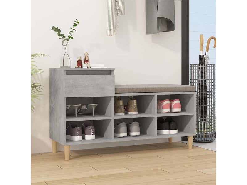  Meuble à chaussure, armoire à chaussures gris béton 102x36x60 cm bois d'ingénierie shl2003  - Conforama B