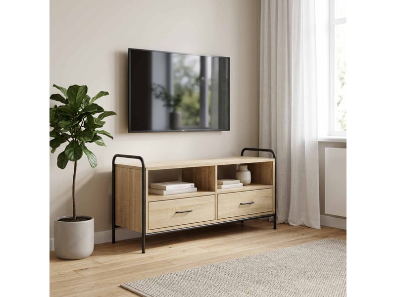  Meuble tv moderne, banc tv 67,5x33x50 cm chêne sonoma bois d'ingénierie shl7198  - Conforama B
