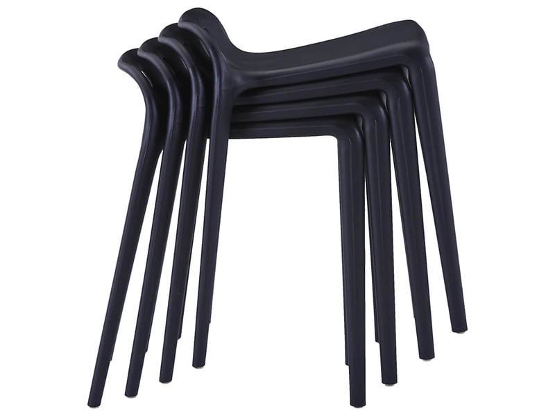  Lot de 4 tabourets empilables noir plastique  - Conforama A
