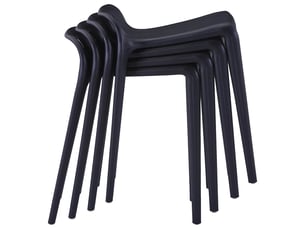 Lot de 4 tabourets empilables noir plastique
