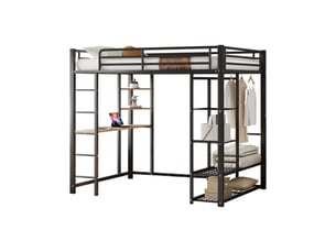 Lit mezzanine 140x200 cm <strong>REDOM</strong> <strong></strong> coloris noir