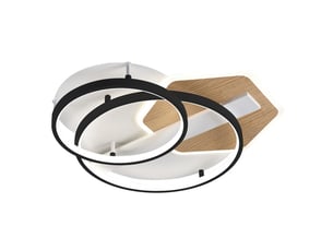 Fabrilamp trofa, plafonnier, moderne, led, 120 w, 10200 lm, 3000-4000-6000 k, noirmadera, 9 x 50 x 50 cm