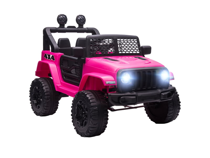  Voiture électrique enfant propulsion arrière 12 v 5 kmh max. Télécommande effets lumineux sonores 100x65x72cm rose  - Conforama A