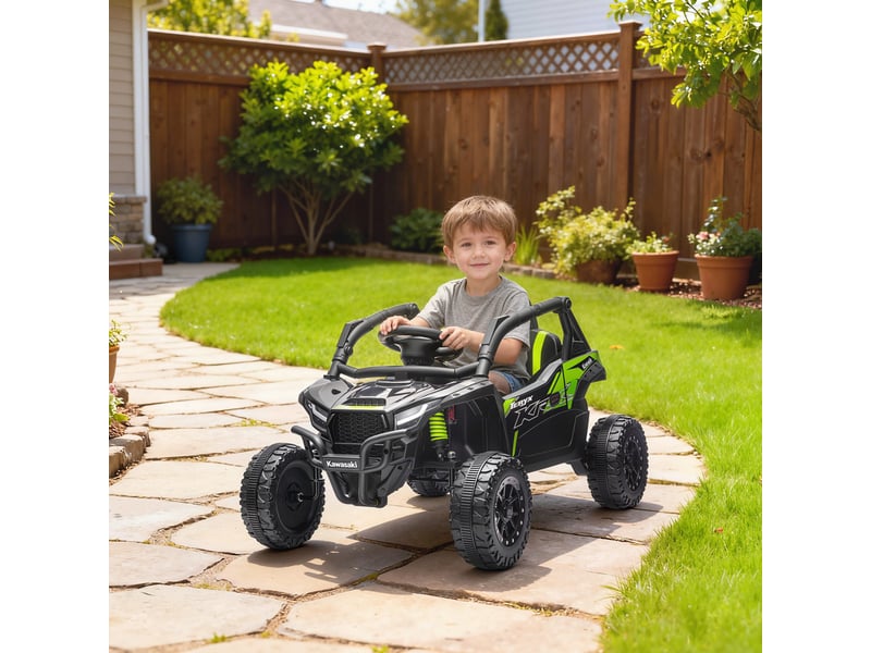  Voiture électrique enfant utv kawasaki teryx krx 1000 12 v à 2 moteurs 25 w télécommande 2,4 ghz 100 x 64 x 56 cm noir  - Conforama D