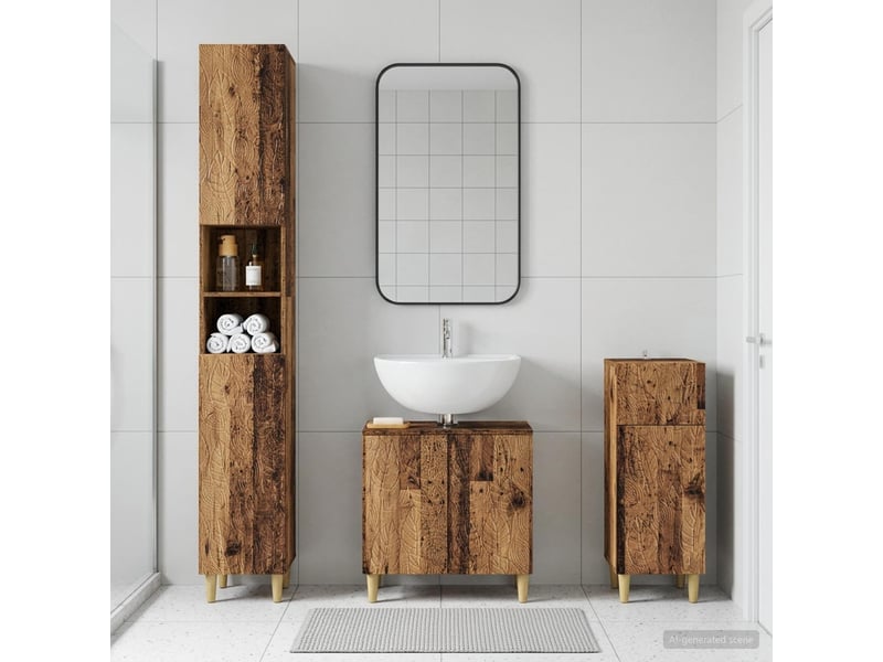  Ensemble de meuble de salle de bain 3 pièces delft bois ancien cf63375  - Conforama B