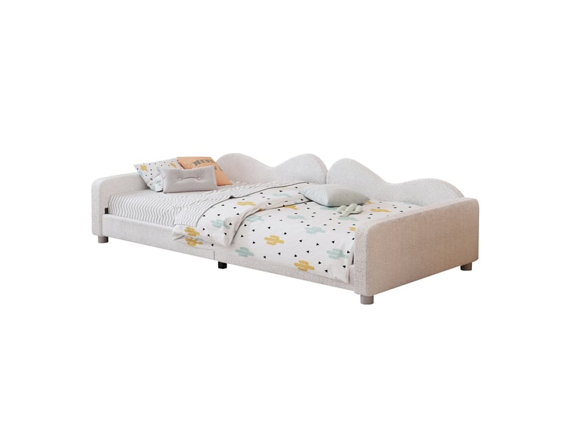  Lit banquette enfant 90x200 cm avec dossier, coloris blanc  - Conforama A