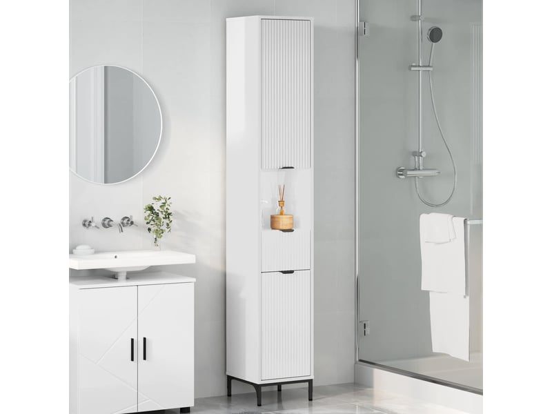 Cabinet de salle de bain, armoire salle de bain blanc brillant 31,5 x 33 x 190 cm cf65249 - Conforama D