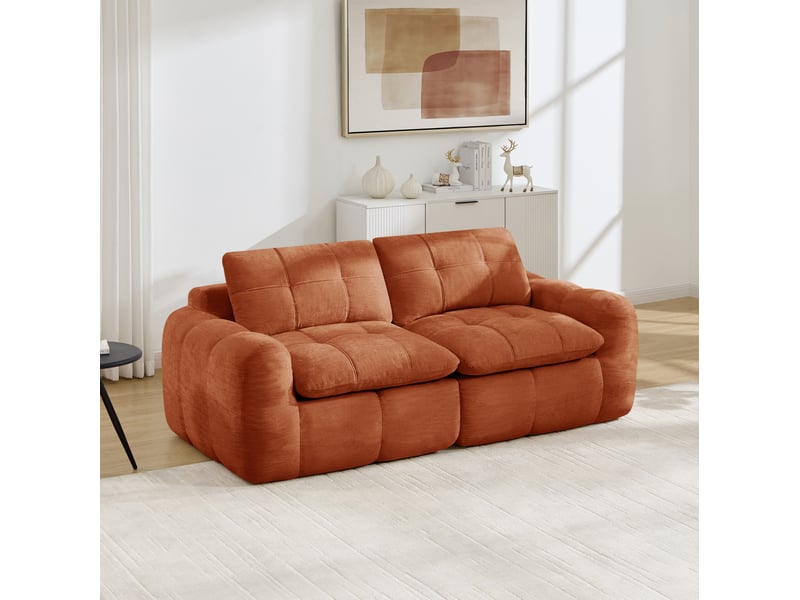 Canapé modulable 194x97x68 cm 2 places avec assise profonde coloris orange - Conforama D