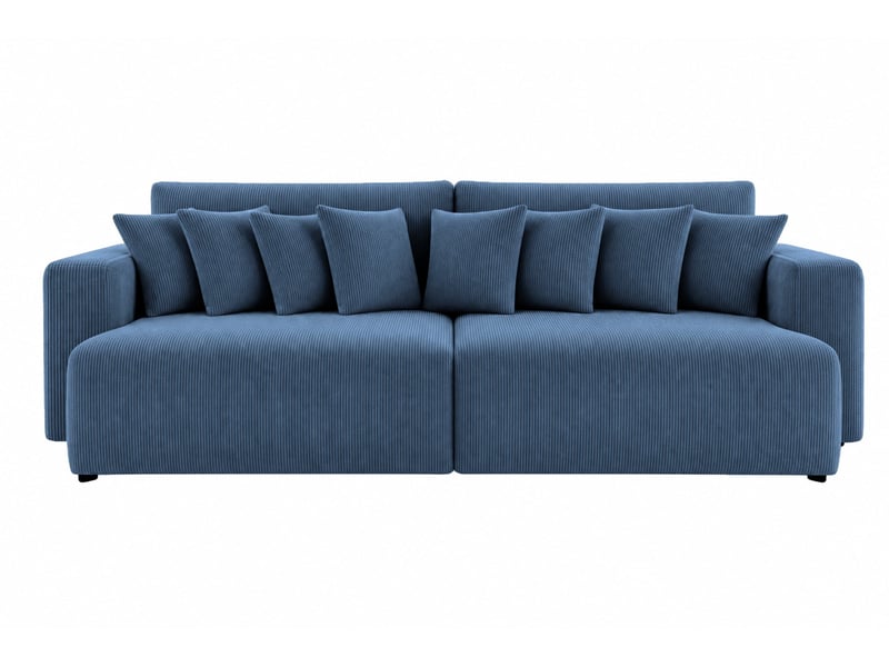  Suzie - canapé droit convertible petit velours côtelé 4 places bleu  - Conforama A