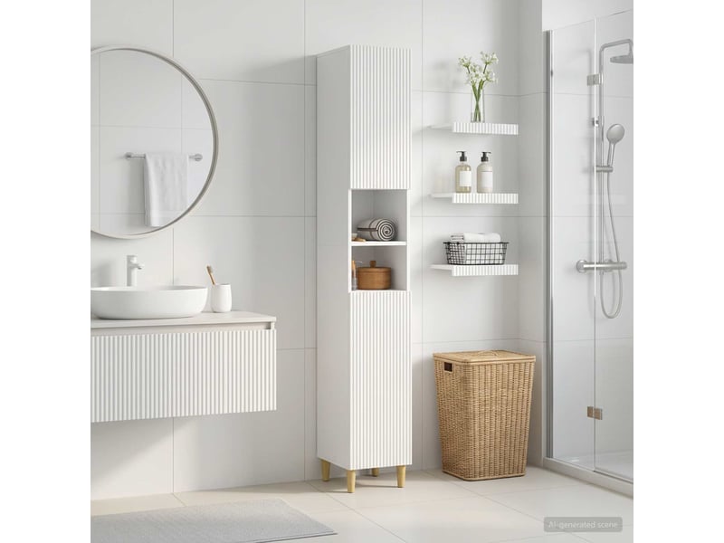 Colonne de salle de bain avec étagère ouverte arnhem blanc - Conforama B