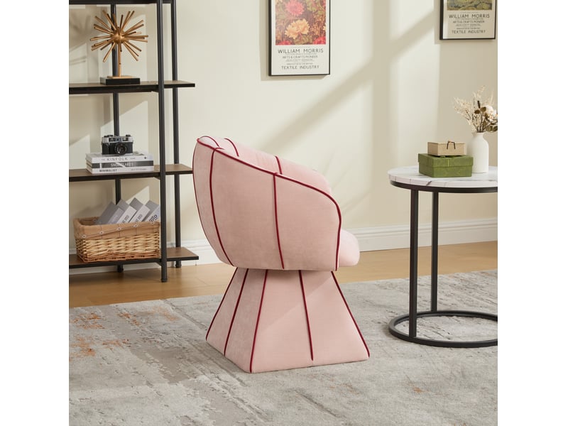 Fauteuil pivotant 360° en chenille rose 56x54x74,5 cm - Conforama E