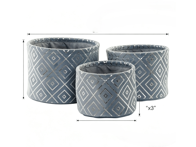  Ensemble de paniers dkd home decor gris à motifs géométriques 22x22 cm lot de 3 S3007360 - Conforama B