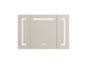 Armoire de Toilette Murale 90 cm avec Miroir LED Meuble Salle de Bain Suspendu avec Rangement Éclairage Intégré