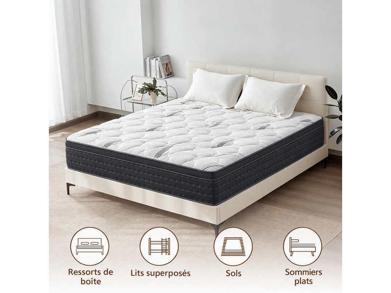  Matelas 140x190 cm mousse à mémoire de forme soutien medium épaisseur 30 cm  - Conforama D