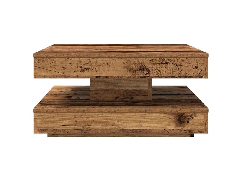  Table basse | table de salon rotative à 360 degrés vieux bois 70x70x34,5 cm  - Conforama D