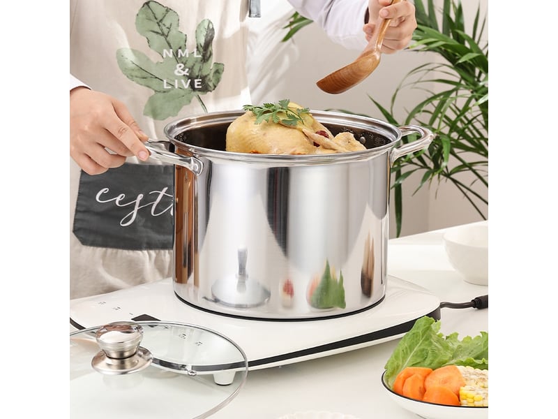  Marmite traiteur avec couvercle en acier inoxydable – argenté, 22.2x17.4cm  - Conforama C