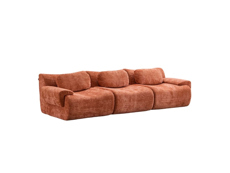 Canapé droit 3 places modenvie design ondulé en chenille orange 288 x 101 x 69 cm - Conforama A