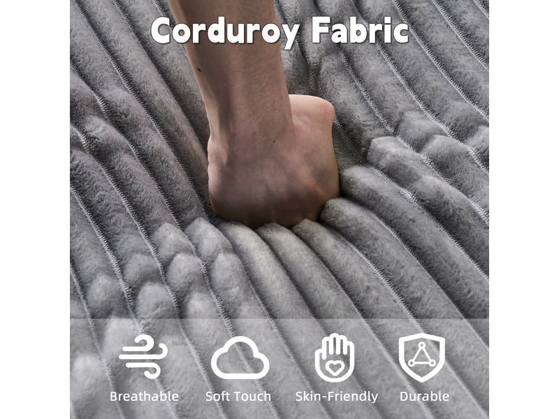  Canapé convertible sans cadre rigide avec 3 coussins  - accoudoirs porte-gobelets velours côtelé gris  - Conforama E