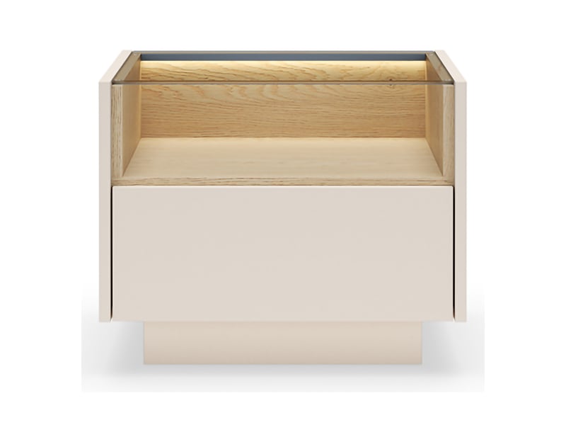  Table de chevet veirra, un tiroir, 53x40x43h cm beige Veirra - Conforama E