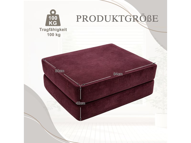  Tabouret de compression en velours côtelé doux et doux pour la peau. Avec 2 blocs de mousse haute densité pour un grand confort. Dépliable en un HFSN-1281WR - Conforama C