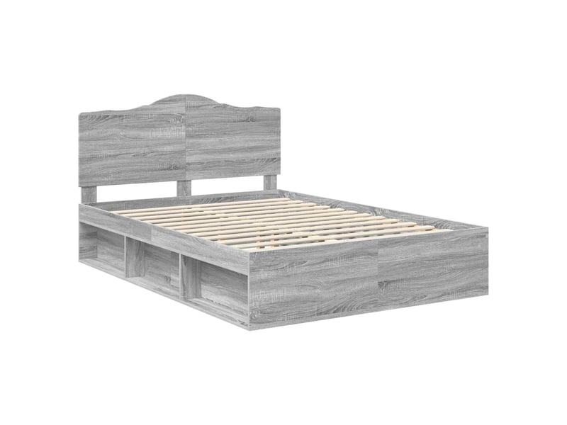  Lit double- lit adulte -  cadre de lit gris sonoma 150 x 200 cm pin massif  - Conforama C
