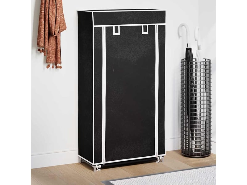  Meuble à chaussure | armoire à chaussures avec housse 58x28x106 cm tissu noir  - Conforama B