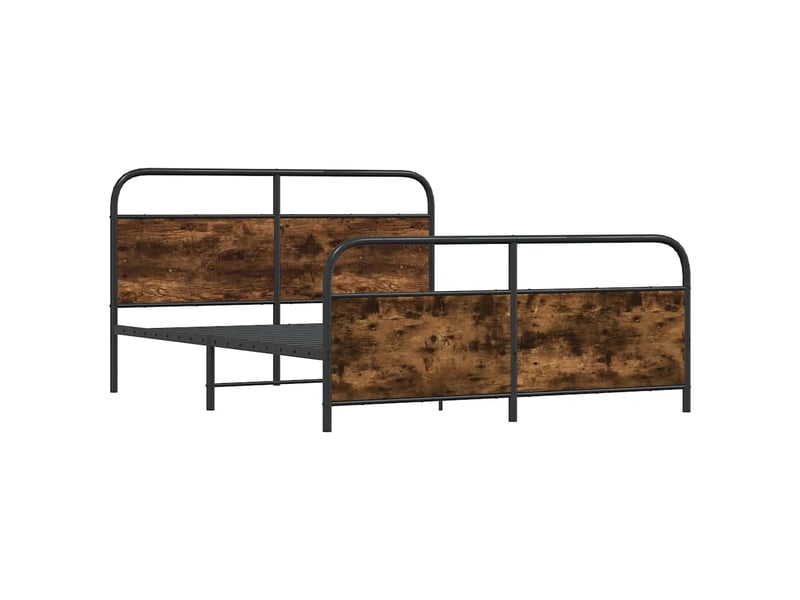  Lit double- lit adulte -  cadre de lit en métal sans matelas chêne fumé 150x200 cm  - Conforama B