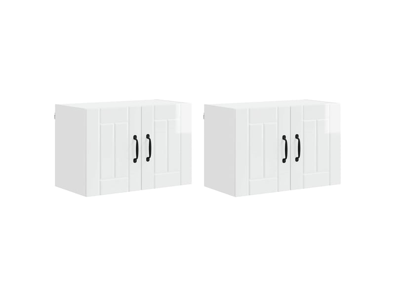  Meuble mural de cuisine, armoire de cuisine 2 pcs blanc brillant bois d'ingénierie shl2050  - Conforama A