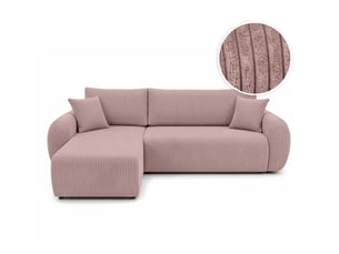 Canapé d'angle réversible convertible LOUNGITUDE ALYA 3 places Velours côtelé Rose