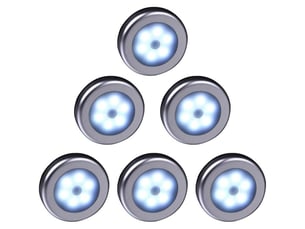 Lampe led sans fil avec détecteur de mouvement pour placard, escalier, couloir, cuisine, chambre à coucher (6pcs) (coquille d'argent (lumière blanche)