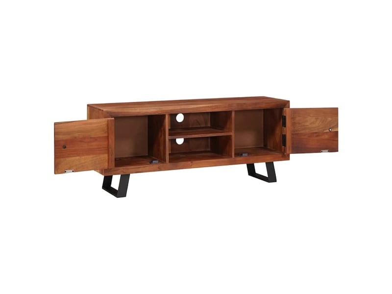  Meuble tv - banc tv - meuble de rangement marron miel 112 x 30 x 48 cm bois d'acacia massif  - Conforama D