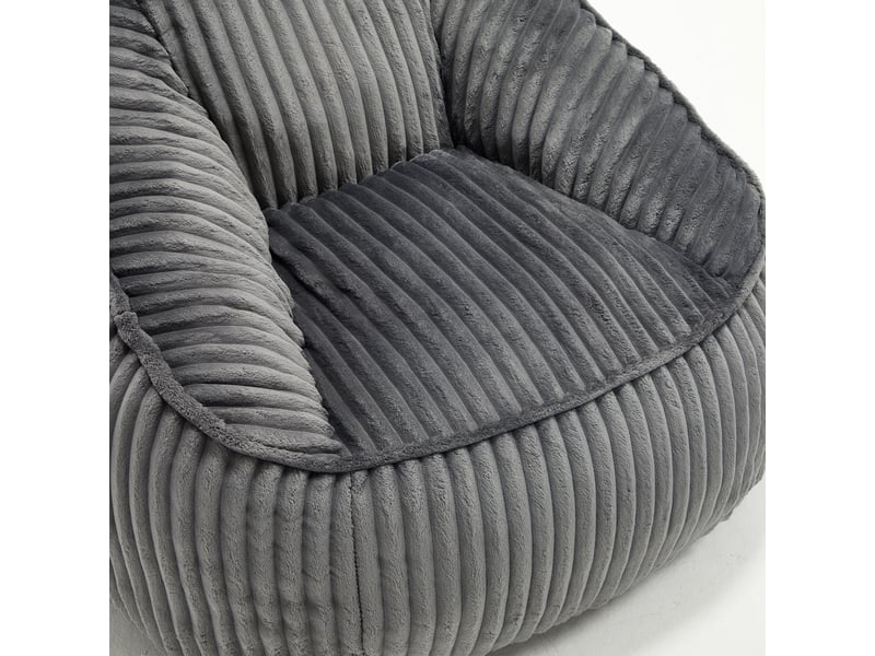  Fauteuil pouf rembourré de mousse souple, léger et facile à déplacer pour salon et chambre, en velours côtelé gris foncé  - Conforama E