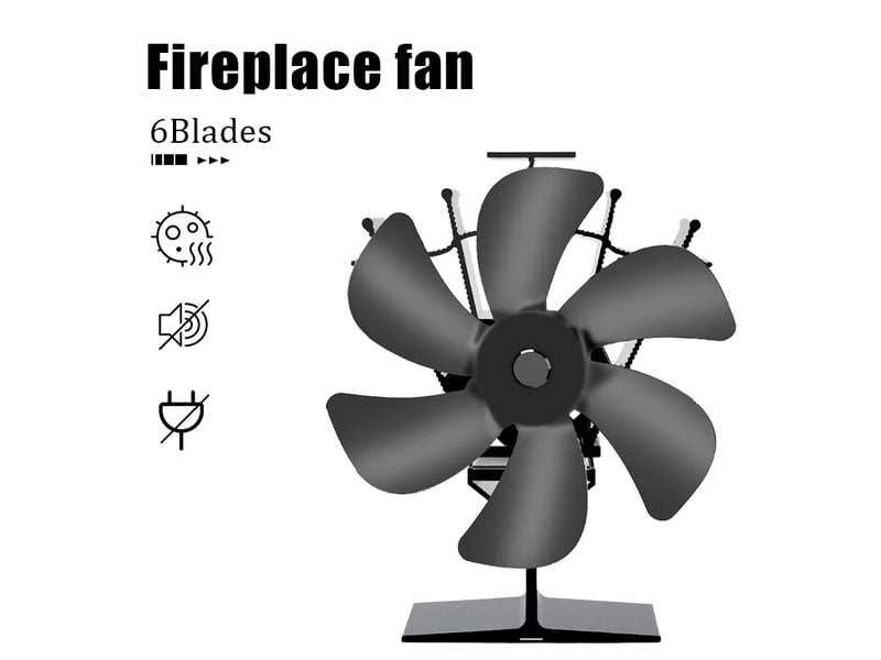  Ventilateur thermique à bois à 6 pales, fonctionnement par chaleur, pas de piles ni électricité, chauffage maison, noir  - Conforama D