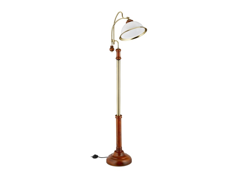 Lampe sur pied déco style art nouveau salon chambre 150 x 30 x 30 cm abat-jour inclinable en bois marron 13_0004119  - Conforama A