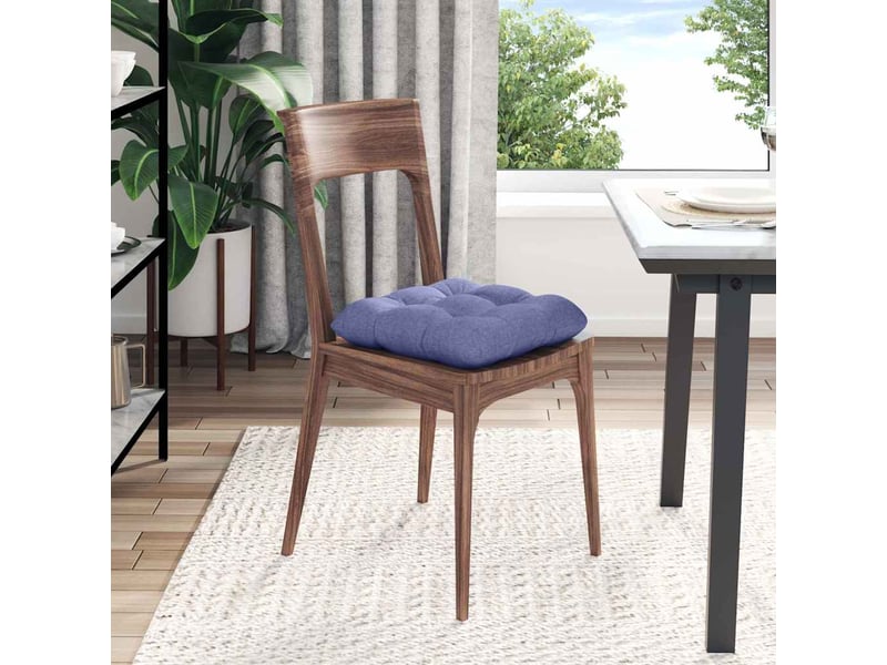  Lot de 4 coussins de siège, coussins décoratifs tissu bleu denim 45 x 45 x 12 cm cf59959  - Conforama D