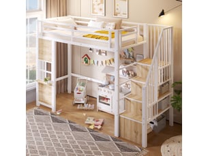 Lit mezzanine 90x200 cm <strong>ROLIPO</strong>  <strong></strong> coloris blanc