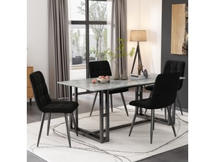 Lot de 4 chaises de salle à manger - 46x44x86cm - assise rembourrée velours avec pieds en métal ergonomique moderne - noir