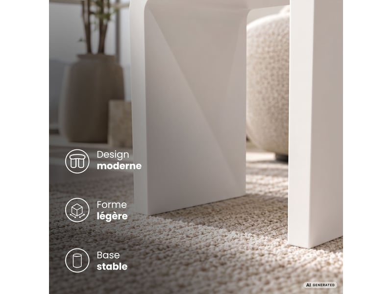  Table d'appoint crema blanche 40 cm arrondie 40x30x50 cm CREMA - Conforama E