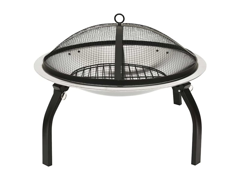 Foyer et barbecue avec tisonnier 2 en 1 56x56x49 cm inox - Conforama C