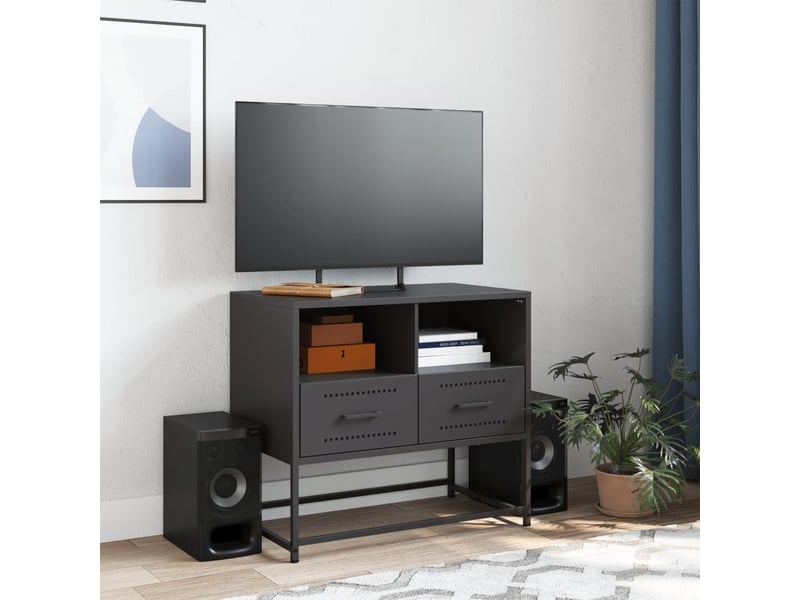  Meuble tv - banc tv - meuble de rangement noir 68x39x60,5 cm acier  - Conforama C