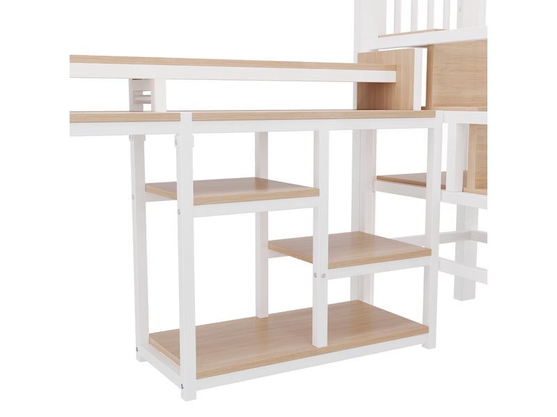  Lit mezzanine,90x200 cm,avec bureau, led et usb-c,métal et mdf,blanc  - Conforama E