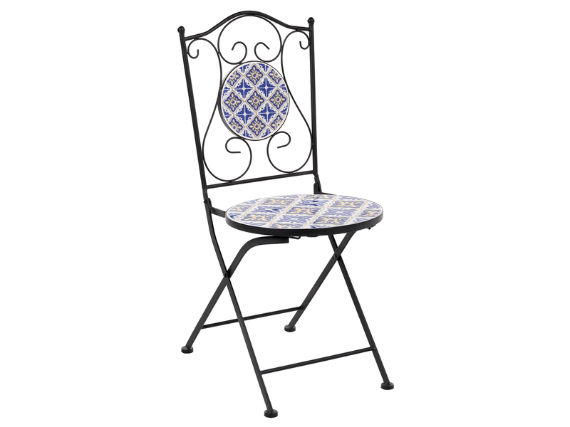  Lot de 2 chaises de jardin siponto pliant métal blancbleu  - Conforama D