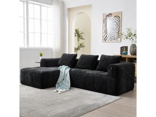 Canapé droit fixe 3 places Velours noir