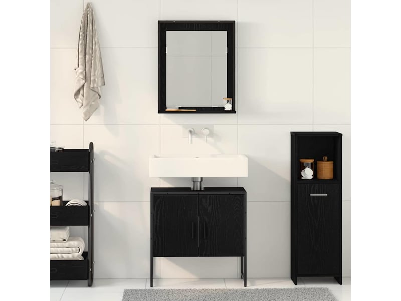  Ensemble de mobilier de salle de bain 2 pièces noir cf64238  - Conforama D