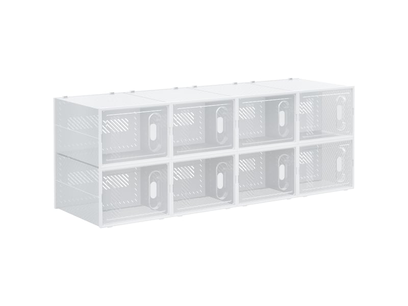  Meuble de rangement modulable, 8 cubes, meuble à chaussures empilables, vêtements, livres, jouets, blanc et transparent  - Conforama A
