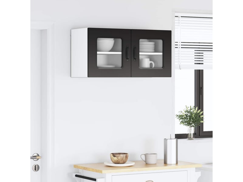 Meuble mural de cuisine | armoire de cuisine 2 pcs noir bois d'ingénierie shl2696 - Conforama D