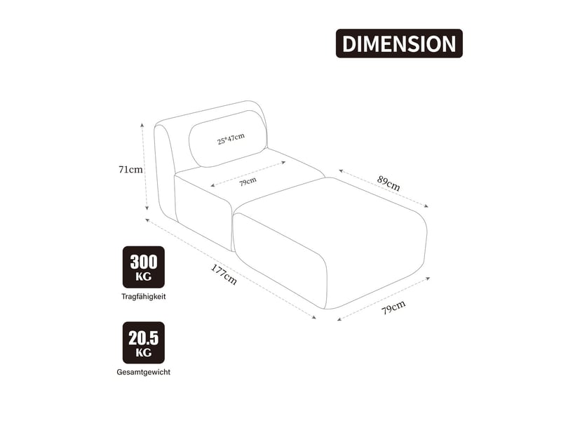  Canapé modulable structure modulable tissu chenille mousse 30d haute élasticité déplacement facile fond antidérapant coloris ivoire  - Conforama C