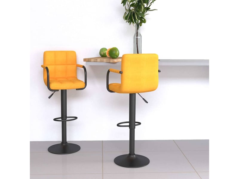  Lot de 2 tabouret de bar, chaise de bar jaune moutarde tissu shl29165  - Conforama B