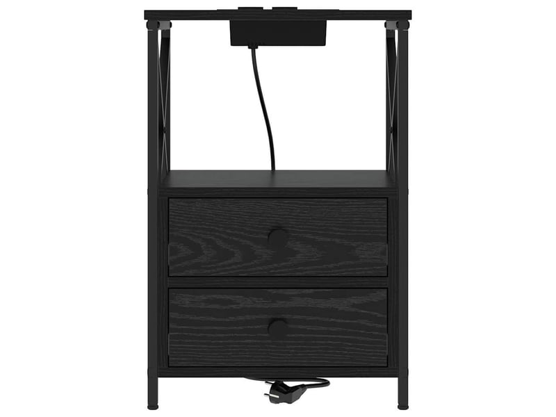 Table de chevet - cabinet de chevet - table de nuit chêne noir 40 x 31 x 60 cm bois d'ingénierie - Conforama E